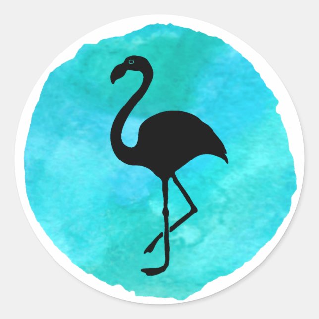 Grön Flamingo Runt Klistermärke (Framsida)