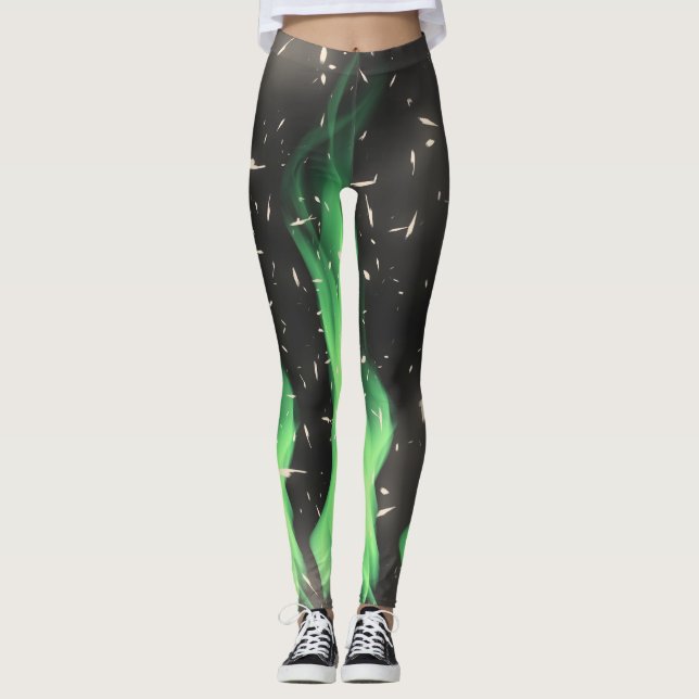 Grön flamma leggings (Framsida)