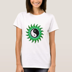 Grön flammande Yin Yang för smaragd sol Tröja