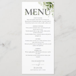 Grön flora typografi monogram bröllop meny