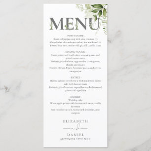 Grön flora typografi monogram bröllop meny
