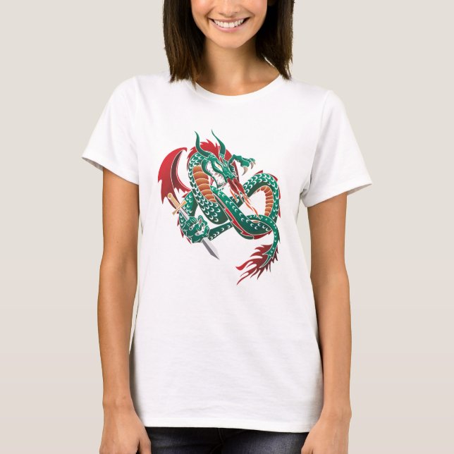 Grön flygande drake t shirt (Framsida)