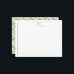Grön Formell Klassisk Familj Monogram Karo Anteckningskort<br><div class="desc">Få en professionell look med våra formella och eleganta personliga brevpapper platta kort med din monogram och ditt namn under i Sans Serif-teckensnitt i kombination med elegant öppen typsnitt,  på baksidan av kortet ett farmhouse-inspirerat chic-rutigt bakgrund i grönt och vitt. Färgerna är helt redigerbara</div>