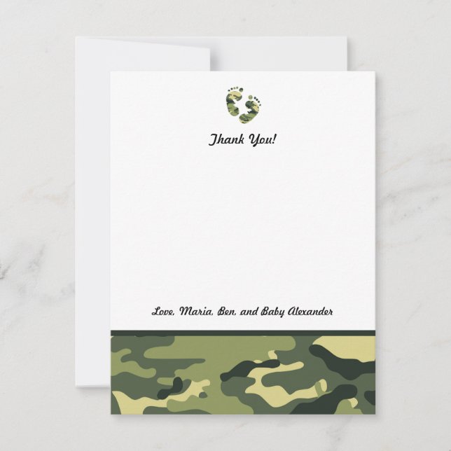 Grön fot för Camo baby showertackkort Tack Kort (Framsida)