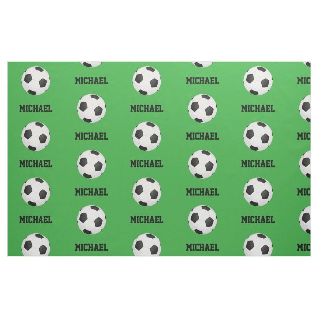Grön fotboll Anpassat namn Personlig tryckt Tyg (Fat Quarter)