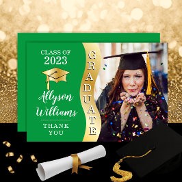 Grön | Foto av Wave Grad Cap från Guld Student Tack Kort