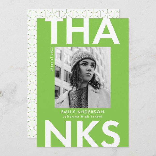 Grön foto Studenten i fetstil, grad Lime Tack Kort (Fram/baksida)