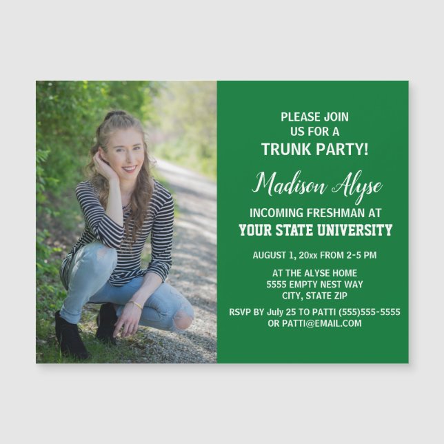 Grön fotot examen högskole koffersfest (Framsida)