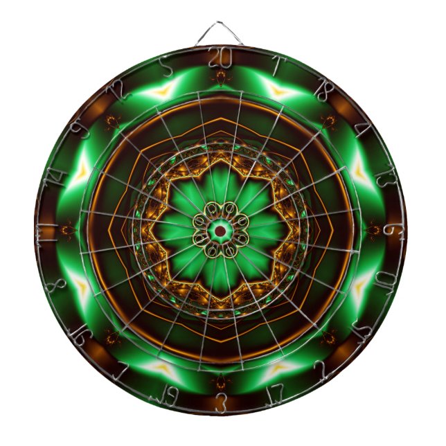 Grön fraktals ornament piltavla (Framsidan)