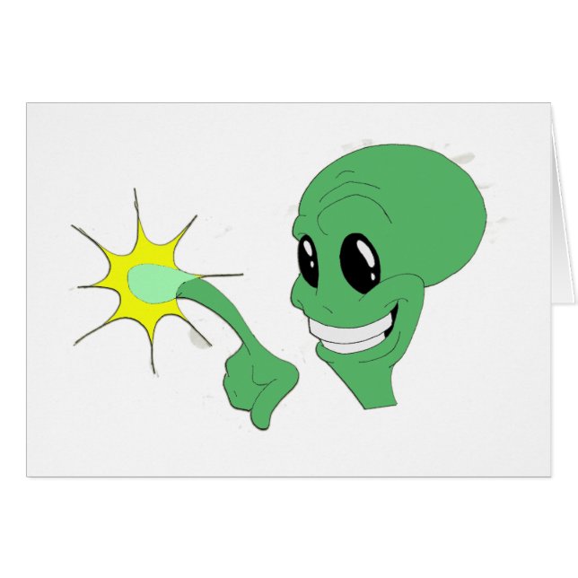 Grön främling hälsningskort (Framsidan Horizontal)