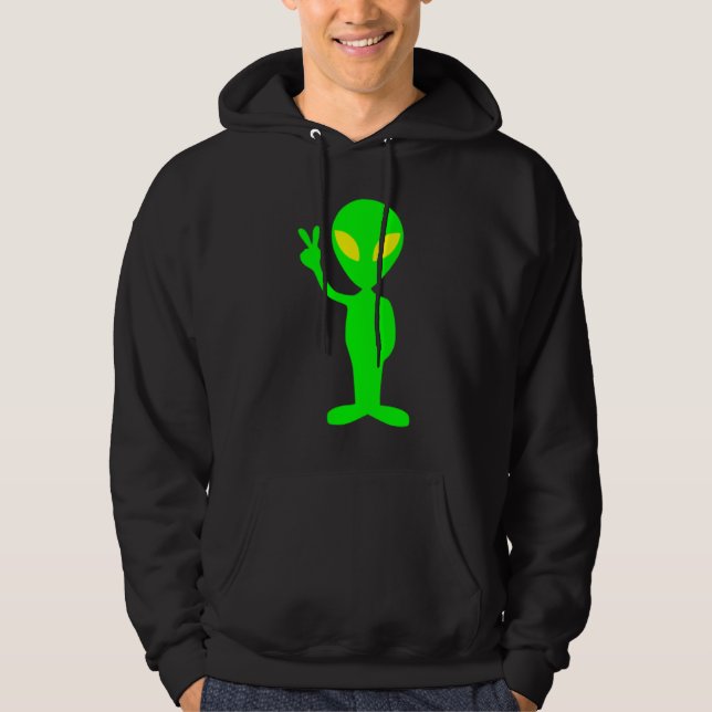Grön främmande ge fredsteckenskjorta för limefrukt hoodie (Framsida)