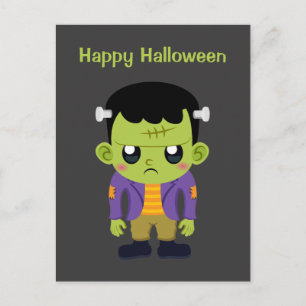 Grön Frankenstein-monster Gott Halloween Vykort