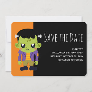 Grön Frankenstein-monster Halloween Spara Datumet