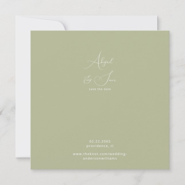 Grön fyrkantig bröllopsinbjudan Spara datum Datumet (Framsida)