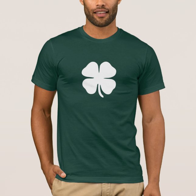 Grön Fyrklöver Lycklig Irländsk T Shirt (Framsida)