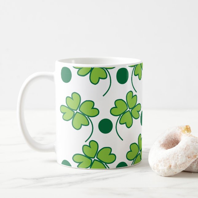 Grön Fyrklöver St Patricks Day    Kaffemugg (Med munk)