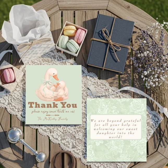 Grön Gås Labor Förlossning NICU Sjukhus Tack Kort (Green Goose Labor Delivery NICU Hospital Thank Thank You Card)