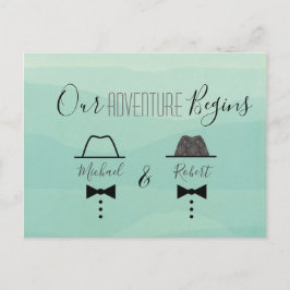 Grön gay bröllops kallelse Spara datumet Meddelande Vykort