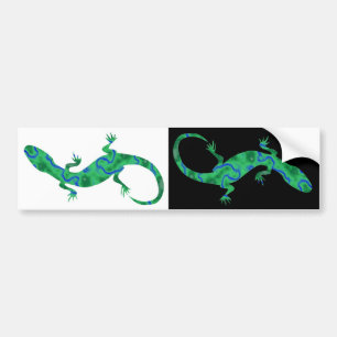 Grön gecko ArtDeco svart och vit Bildekal