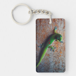 Grön Gecko Keychain Nyckelring