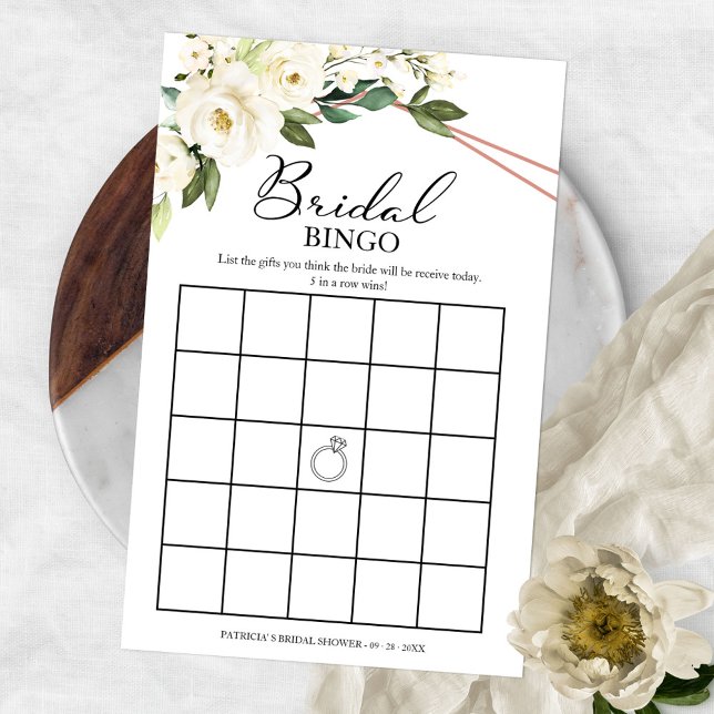 Grön geometrisk blomsterbröllopsdusch Bingo Flygbl Flygblad (Skapare uppladdad)