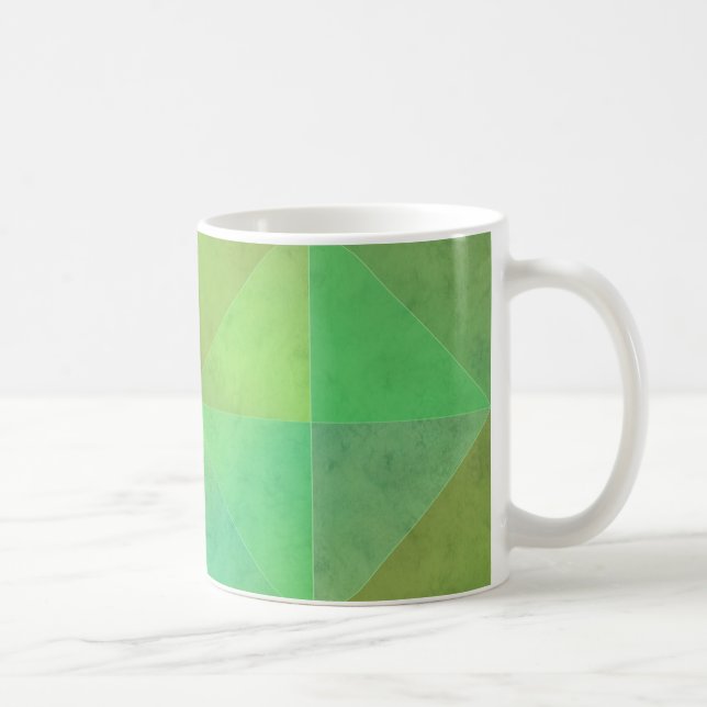 Grön geometrisk konst Triangelmönster Kaffemugg (Höger)