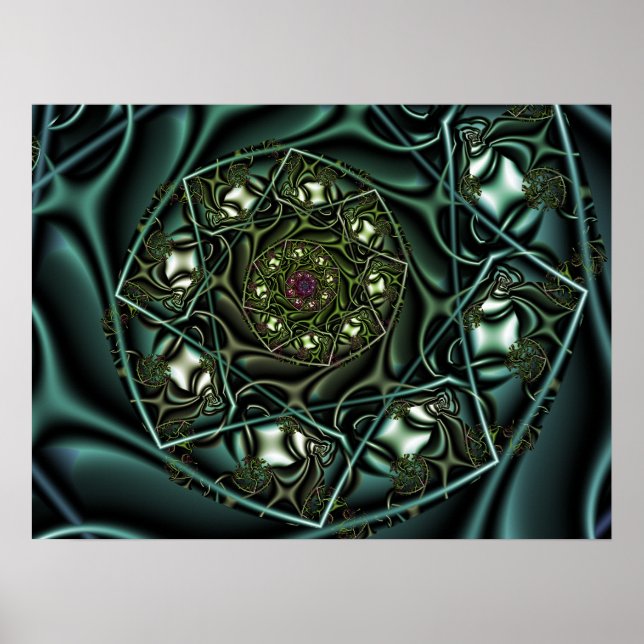 Grön geometrisk spiral poster (Framsidan)