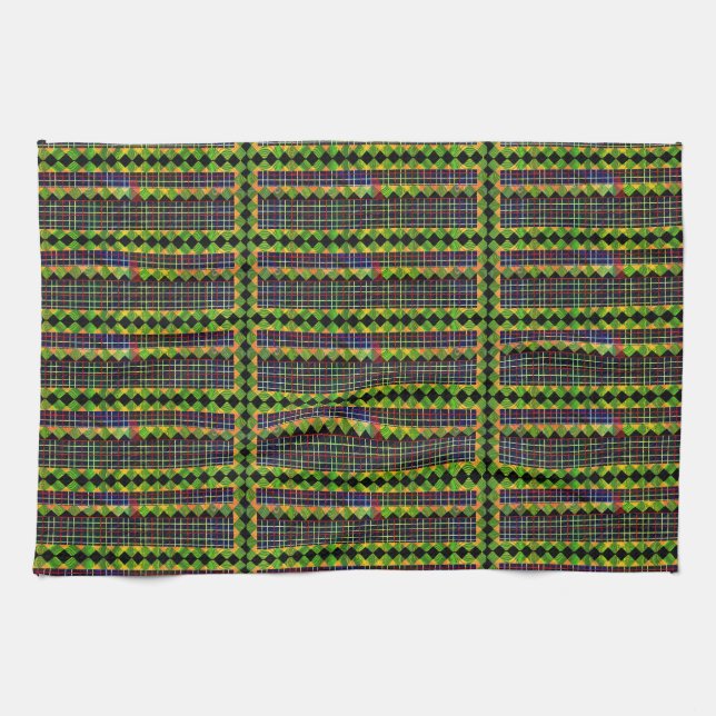 Grön geometrisk triangelmotiv kökshandduk (Horisontell)