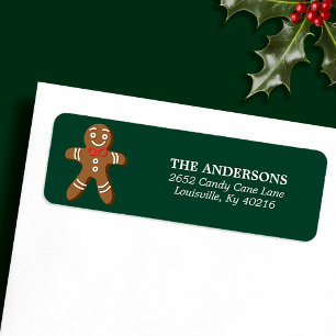Grön Gingerbread Man Jul Returadress Etikett