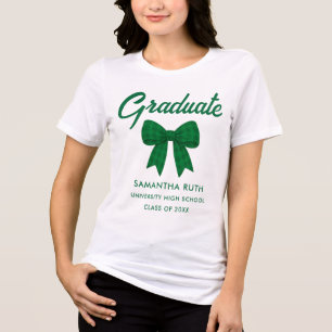 Grön Gingham-båge-examen T Shirt