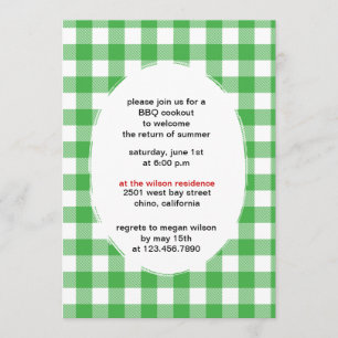 Grön Gingham - bbq-partyinbjudan-ANPASSNINGSBAR Inbjudningar