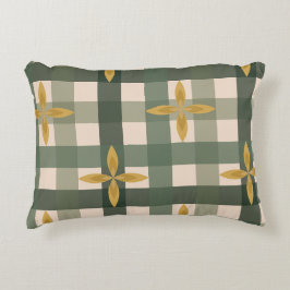 Grön Gingham & Bladaccentkudde Prydnadskudde