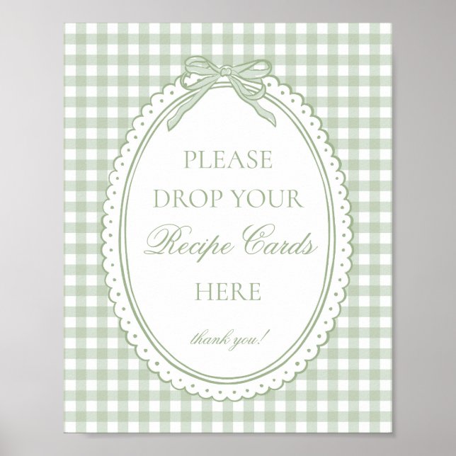 Grön Gingham Coquette Bow Dela ett recept Poster (Framsidan)