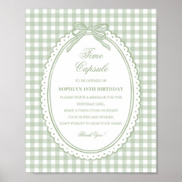 Grön Gingham Coquette Bow Tids kapsel spel Poster