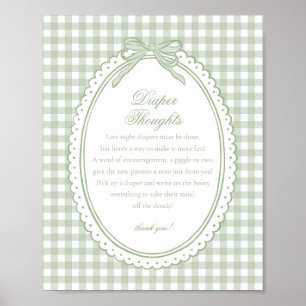 Grön Gingham Coquette Slöja Blöja Tankar Bebis Poster