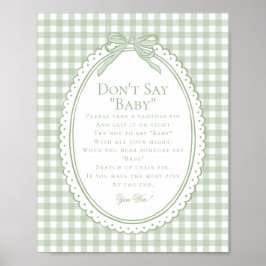 Grön Gingham Coquette Slöja Säga Inte Baby Spel Poster