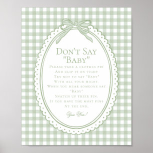Grön Gingham Coquette Slöja Säga Inte Baby Spel Poster