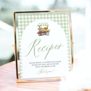Grön Gingham Färsk Från Marknadens Recept Dusch Poster