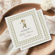 Grön Gingham Golf Pojke Baby Shower