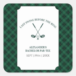 Grön Gingham Golf Sängkammarfest Fyrkantigt Klistermärke