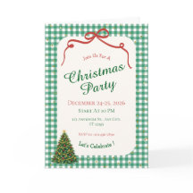 Grön Gingham Julfest Vikbar Julkort