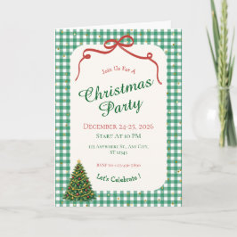 Grön Gingham Julfest Vikbar Julkort Kort
