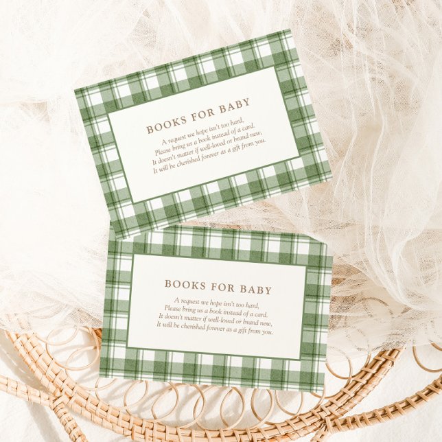 Grön Gingham Klassisk Neutral Bebis Shower Tilläggskort (Skapare uppladdad)