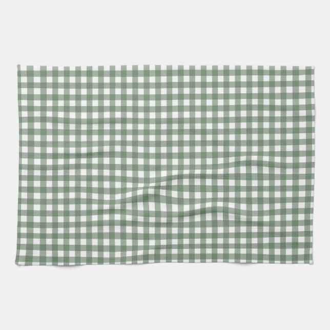 Grön Gingham Köksduk Kökshandduk (Horisontell)