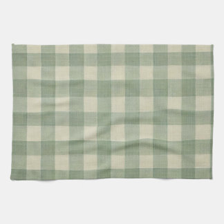 Grön gingham kökshandduk