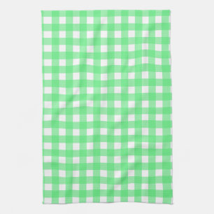 Grön gingham kökshandduk
