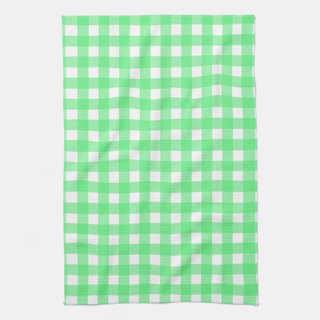 Grön gingham kökshandduk (Vertikal)