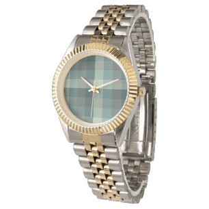 Grön Gingham-Kontroll Rutig Design  Armbandsur