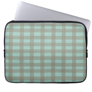 Grön Gingham Laptop Fodral