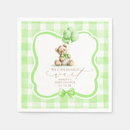 Grön Gingham Nallebarnet Dopp Pappersservett